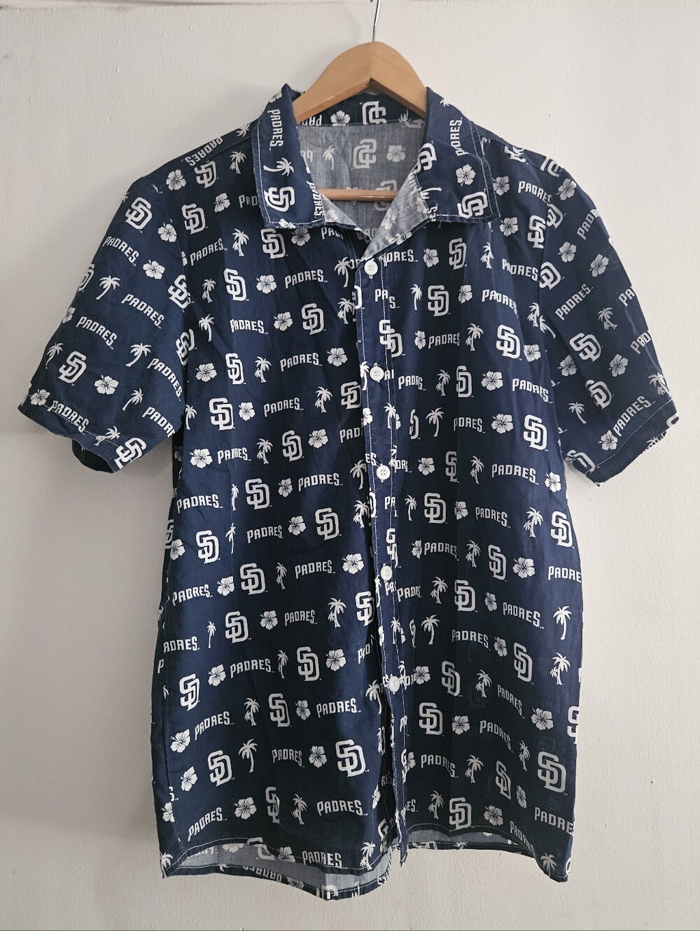 San Diego Padres Navy Logo Print Short-Sleeve Shirt Large